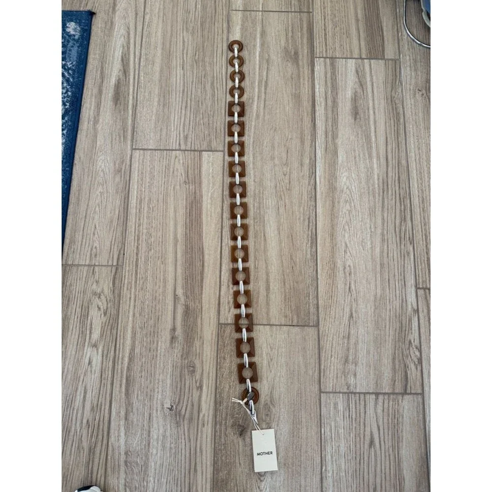 MOTHER Brown Resin Ring Chain Belt with Silver Links